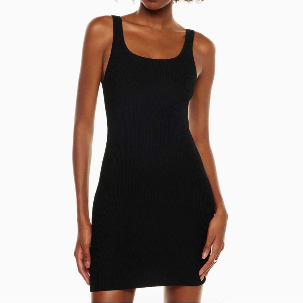 Aritzia Babaton Sculpt Knit Squareneck Mini Dress in Black